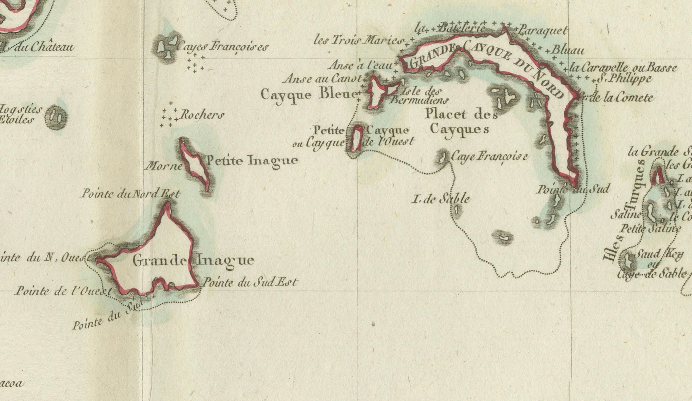 Inciso Carta geografica antica della Giamaica e dell'Hispaniola (Saint-Domingue e Santo Domingo), 1802 in vendita