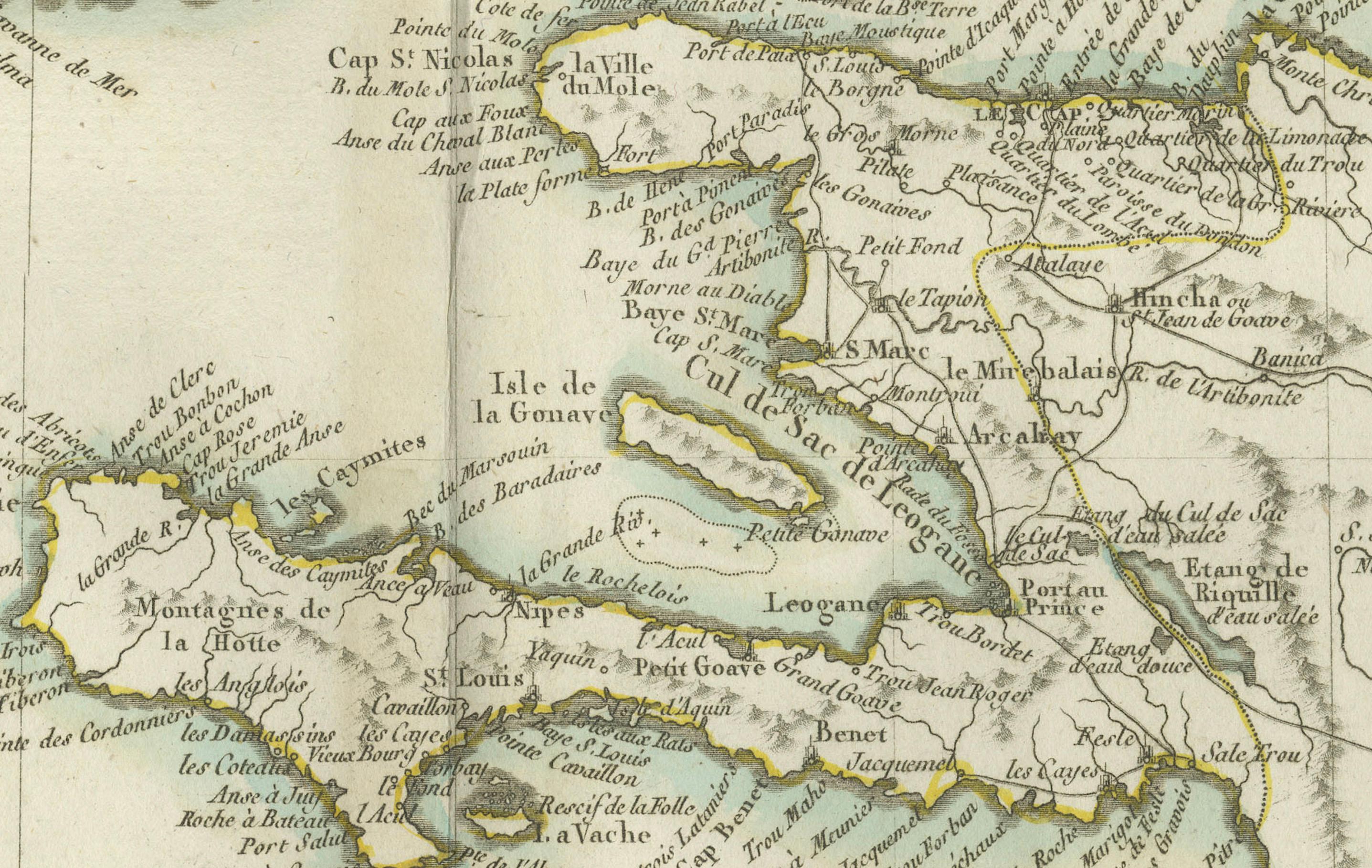 Carta geografica antica della Giamaica e dell'Hispaniola (Saint-Domingue e Santo Domingo), 1802 In condizioni buone in vendita a Langweer, NL
