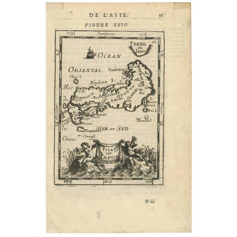 Antique Map of Japan by Allain Manesson Mallet, France, 1683