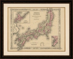 Antique Map of Japan by Johnson & Ward, Decorative Civil War Era Atlas Map, 1865