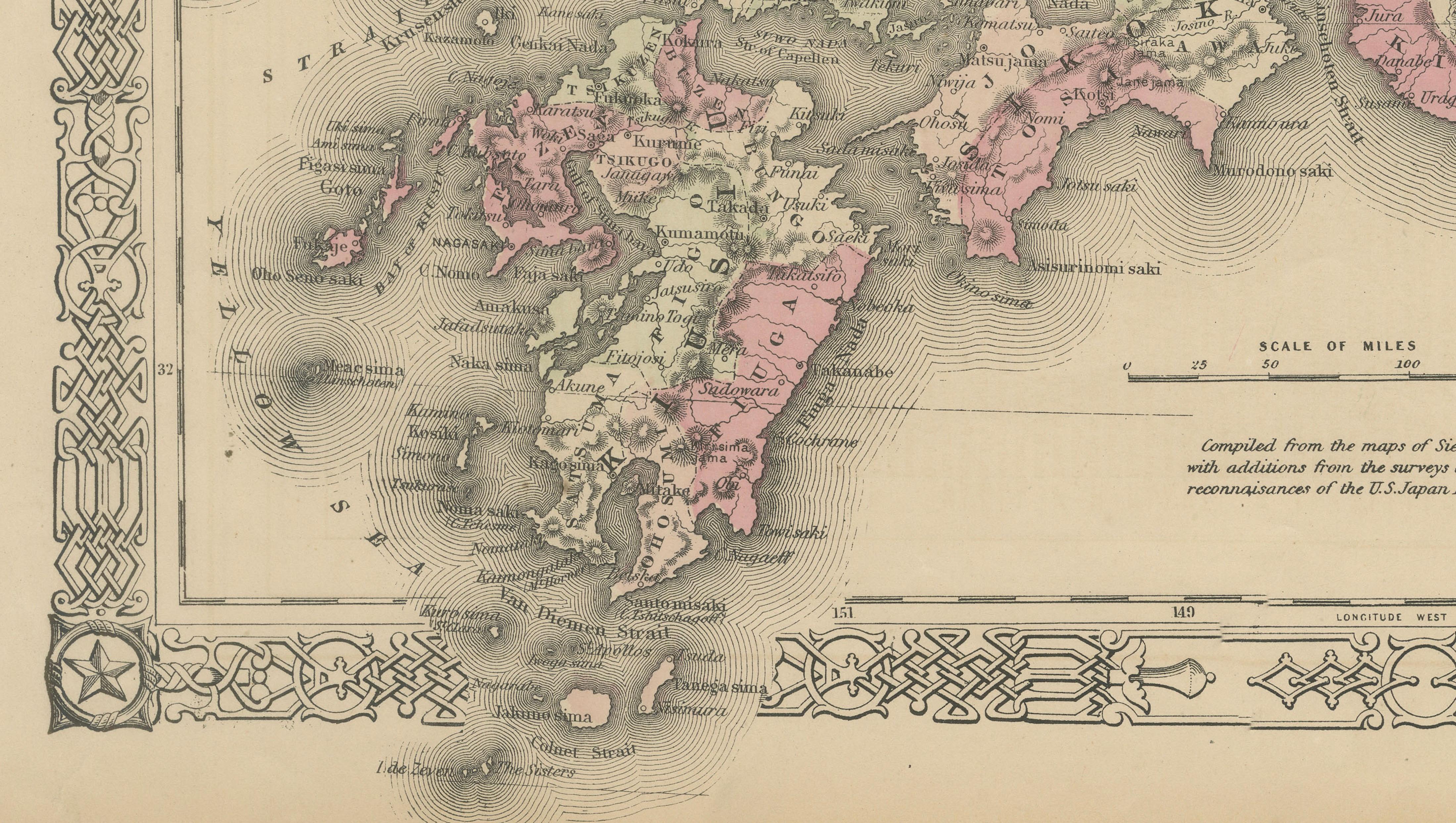 Antique Map of Japan by Johnson & Ward, Decorative Civil War Era Atlas Map, 1865