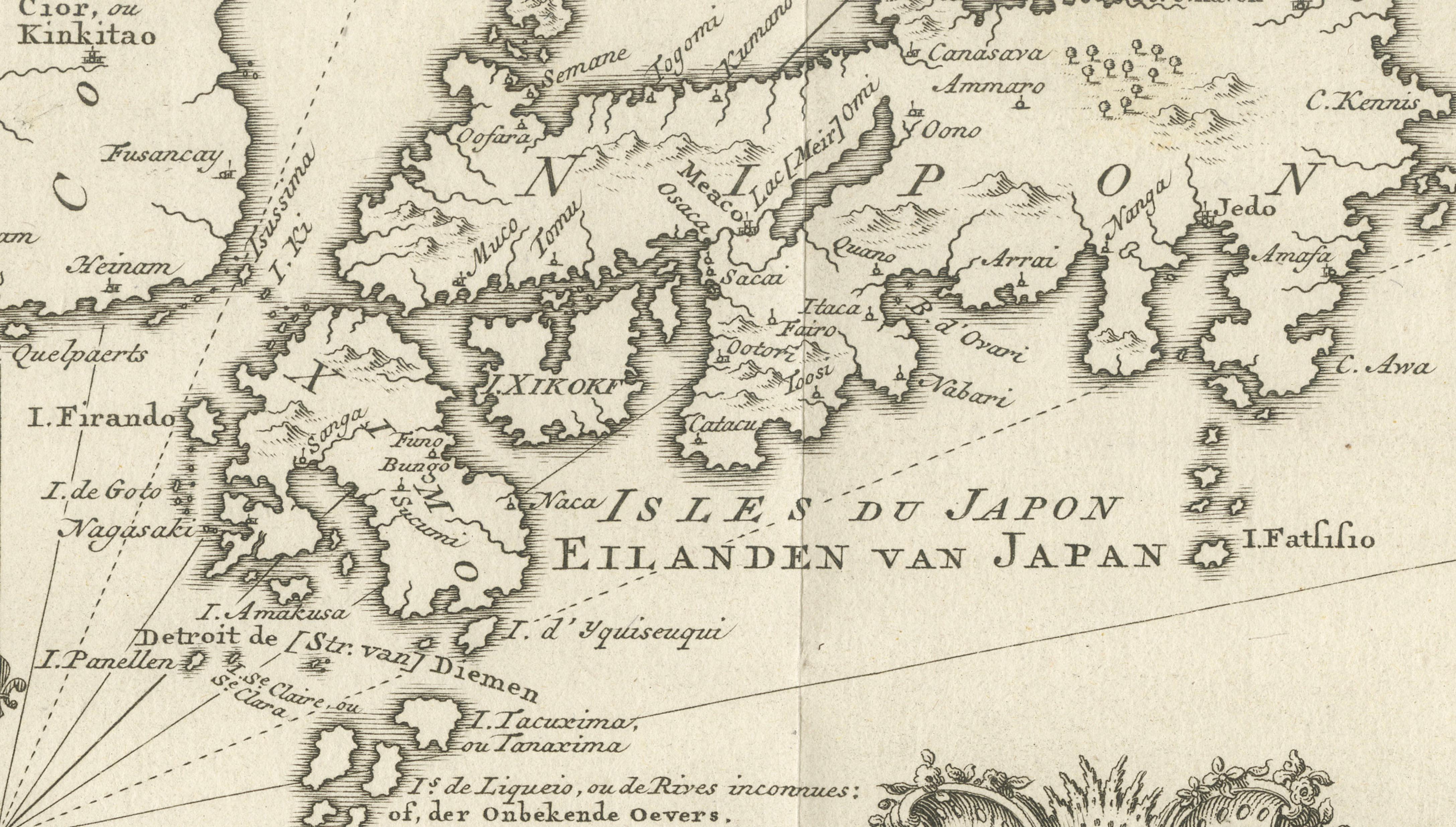 Antique Map of Japan, Korea & the Chinese Coast by Bellin, circa 1755