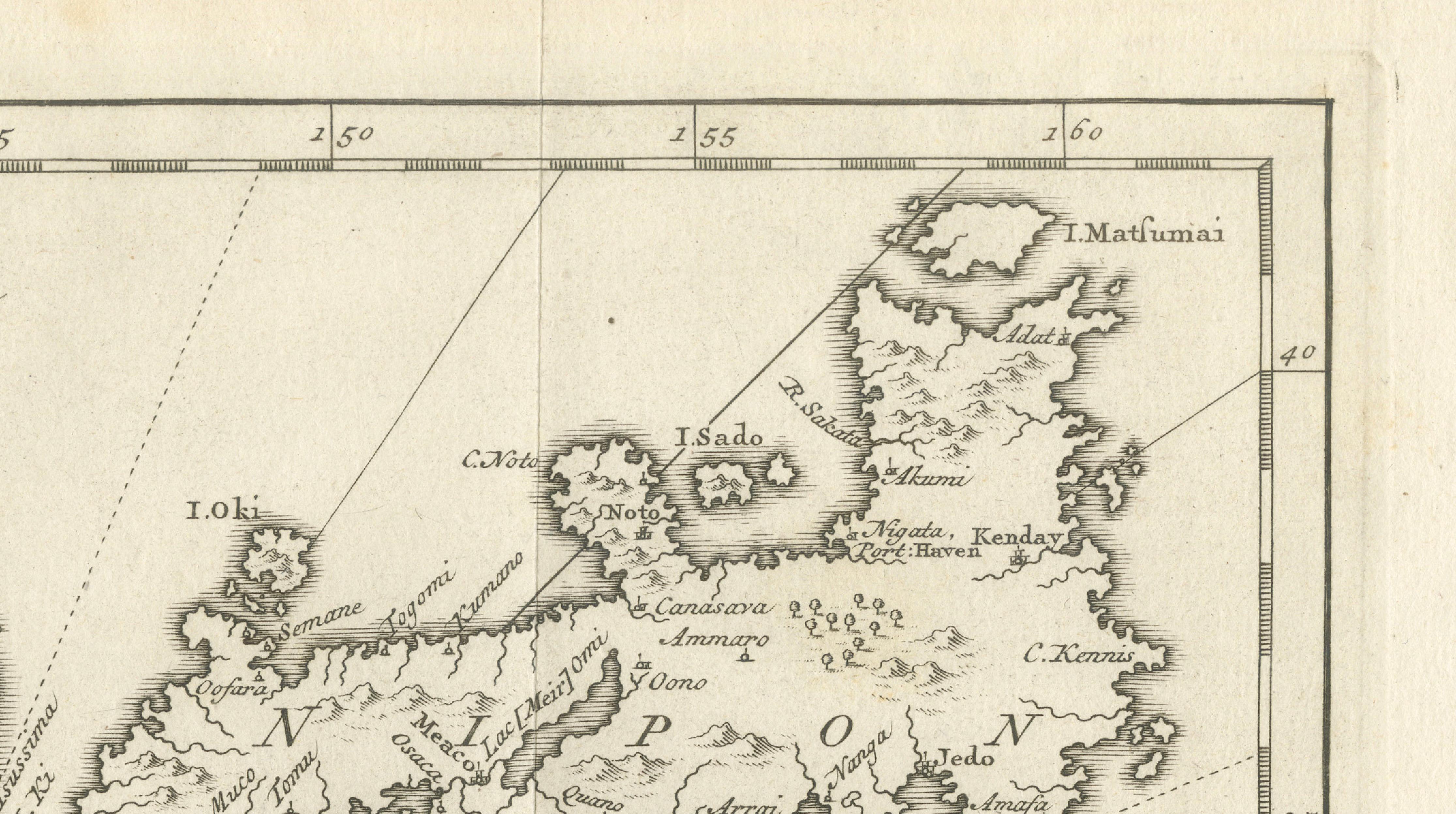 Antique Map of Japan, Korea & the Chinese Coast by Bellin, circa 1755