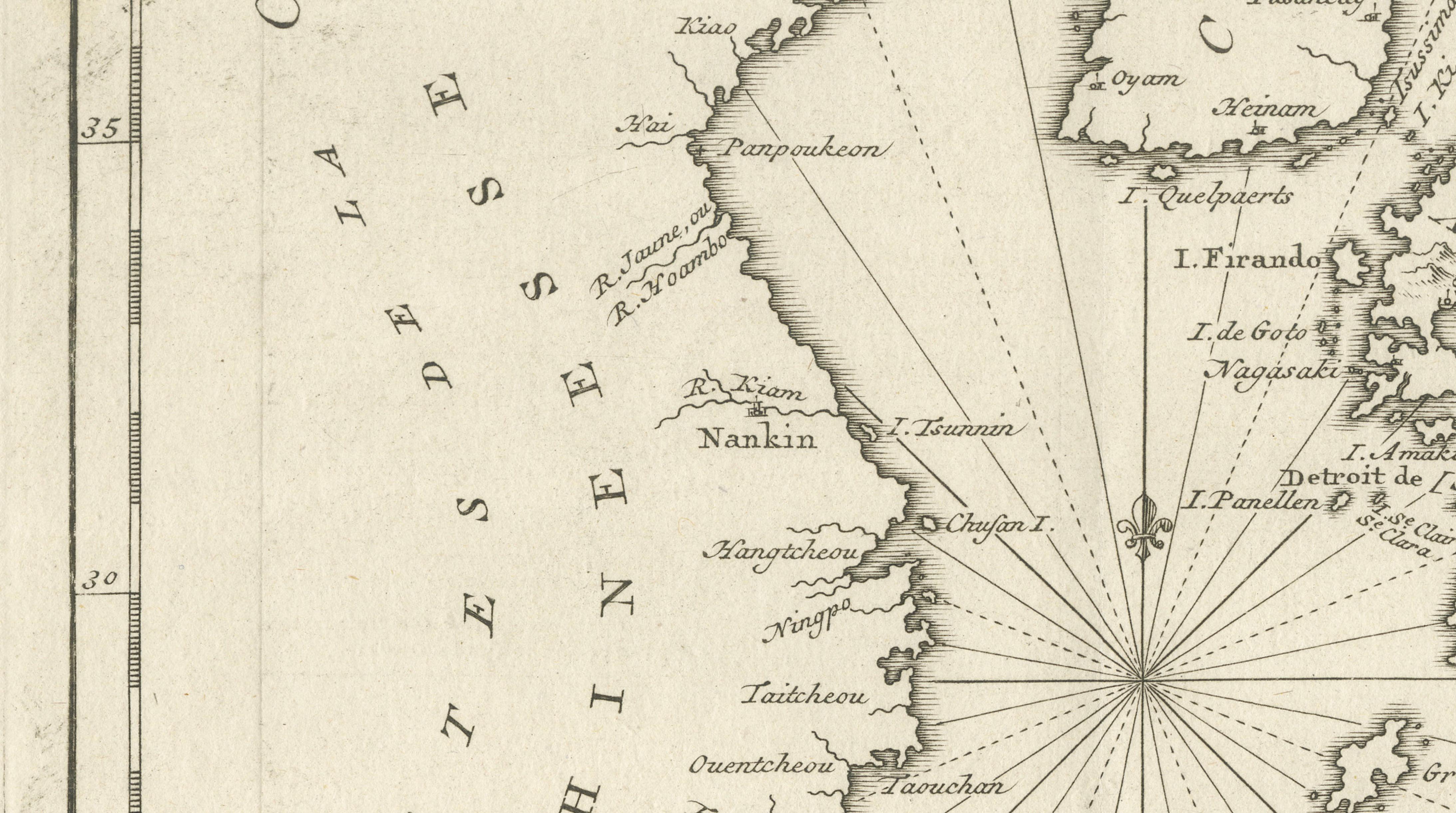 Antique Map of Japan, Korea & the Chinese Coast by Bellin, circa 1755