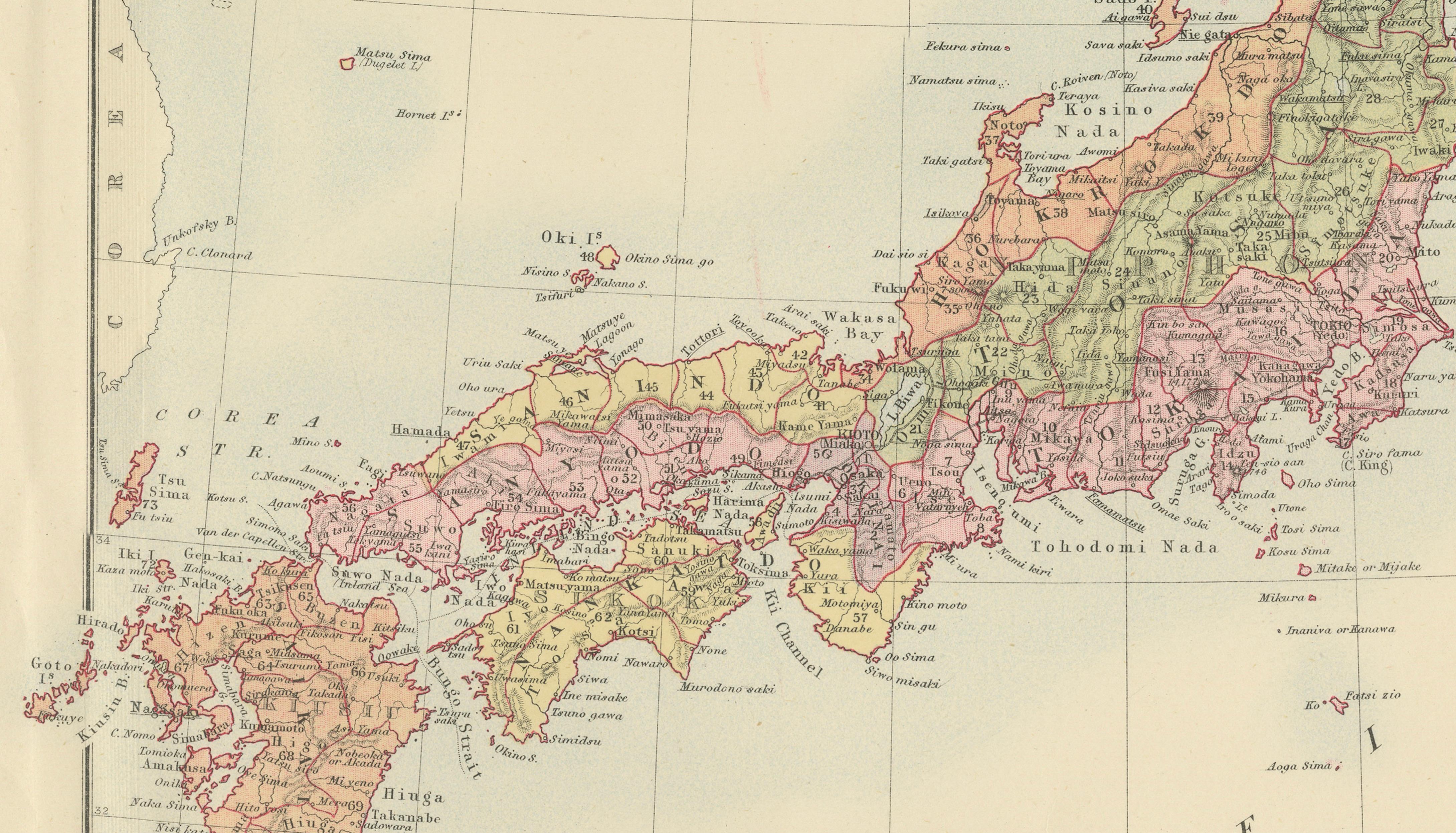 Antique Map of Japan with Tokyo Inset, Black’s General Atlas, 1885