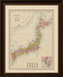 Mappa antica del Giappone con inserto di Tokyo, Black's General Atlas, 1885