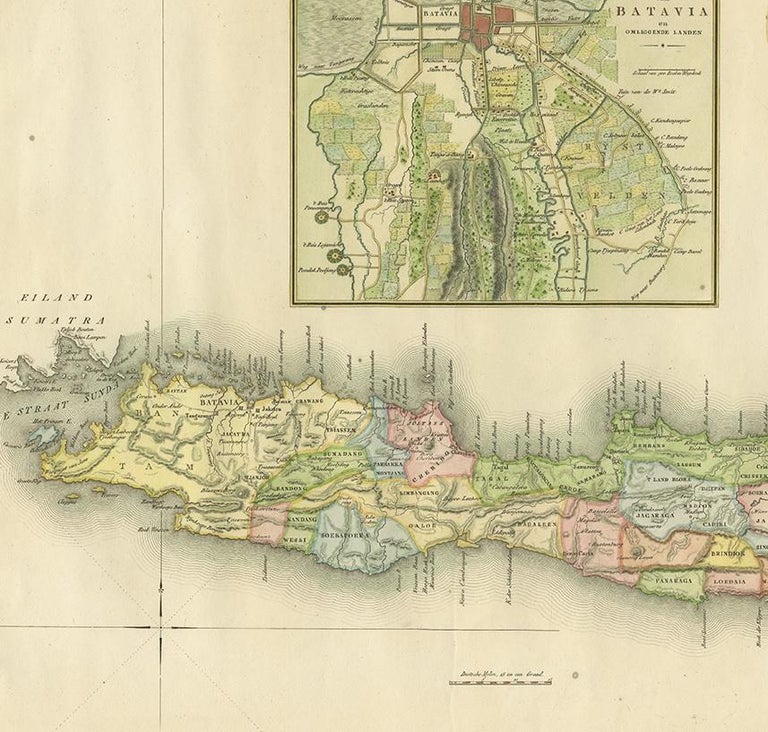 Antique Map of Java and Batavia by Van den Bosch 1818 Antique Map of Java and Batavia by Van den Bosch 1818