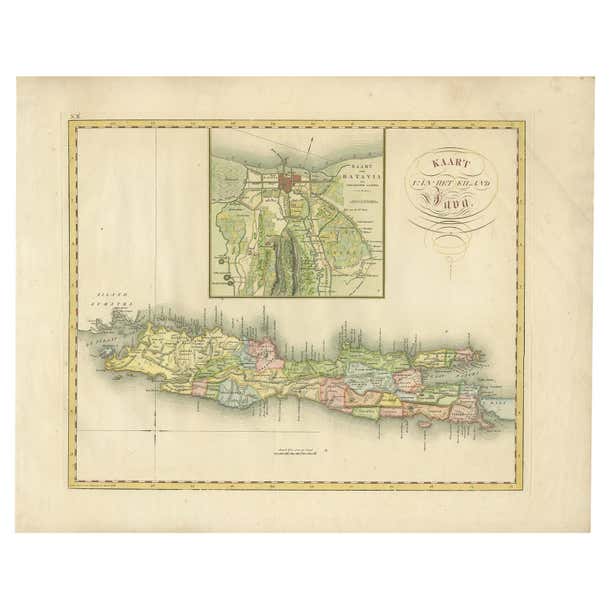 Antique Map of Java and Batavia of nowadays Indonesia, '1818' For Sale ...