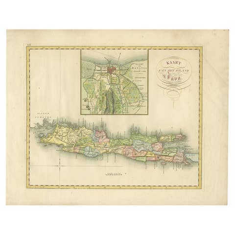Antique Map of Java and Batavia of nowadays Indonesia, '1818'