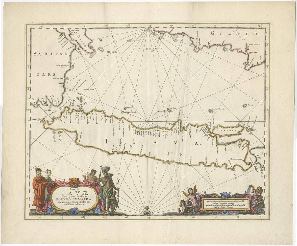 Antique Map of Java by Janssonius, circa 1650