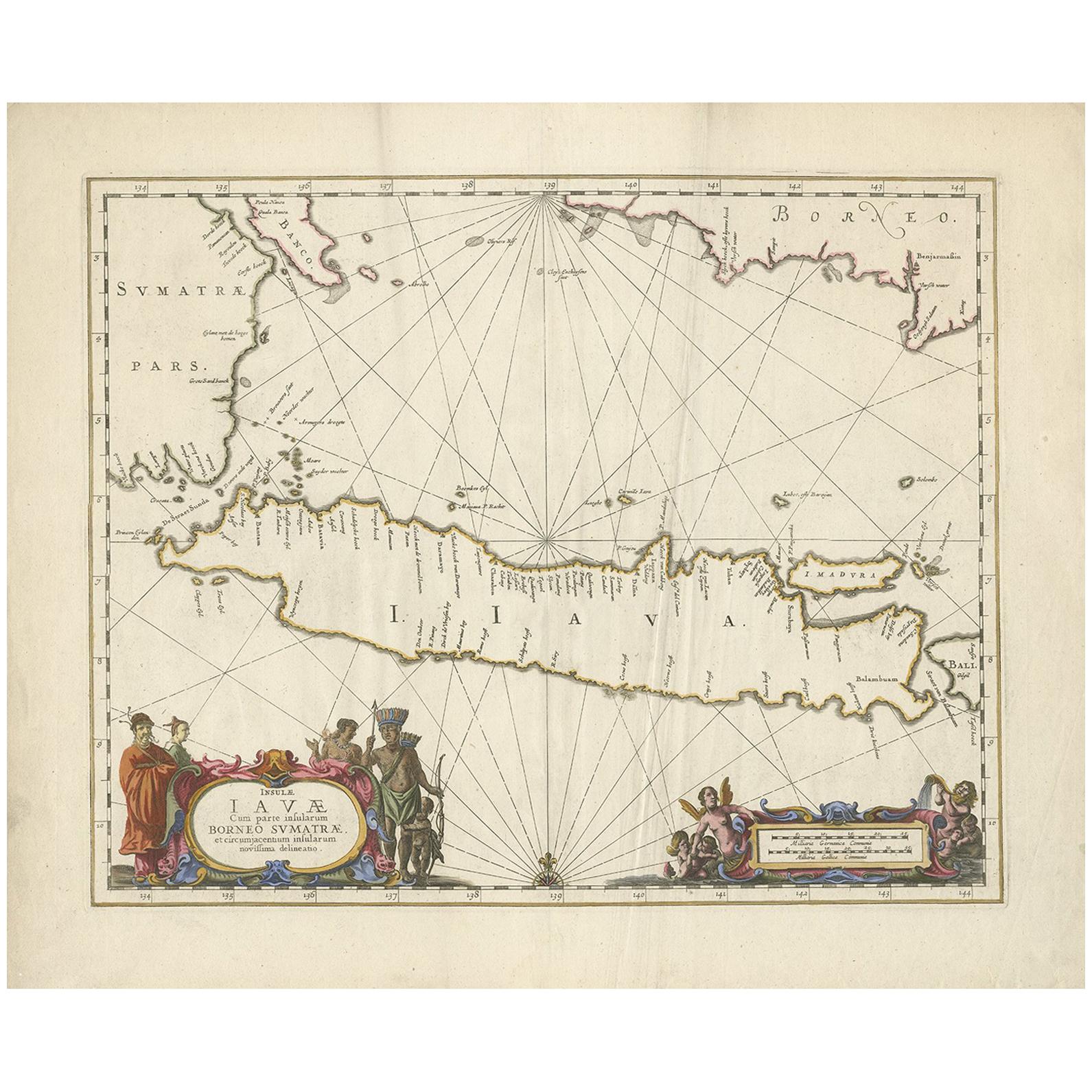 Antique Map of Java by Janssonius, circa 1650