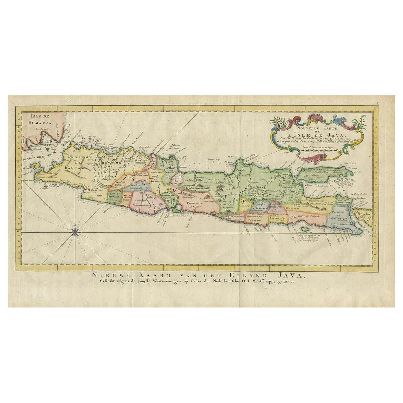 Antique Map of Java by Van Schley, circa 1770 For Sale at 1stDibs