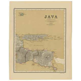Old Map of Java, Indonesia by Stemler, 1875 For Sale at 1stDibs