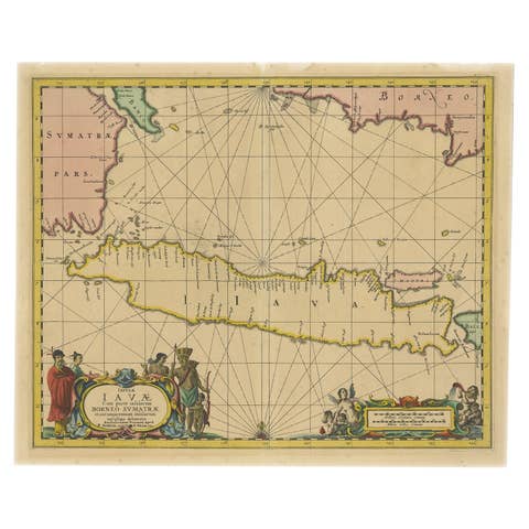 Antique Map of Java in The Dutch East Indies, Now Indonesia, c.1690