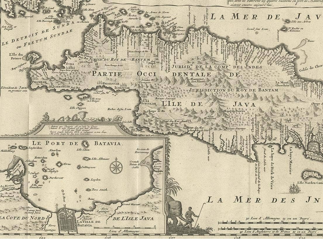 Antique Map of Java 'Indonesia' by Chatelain, 1719