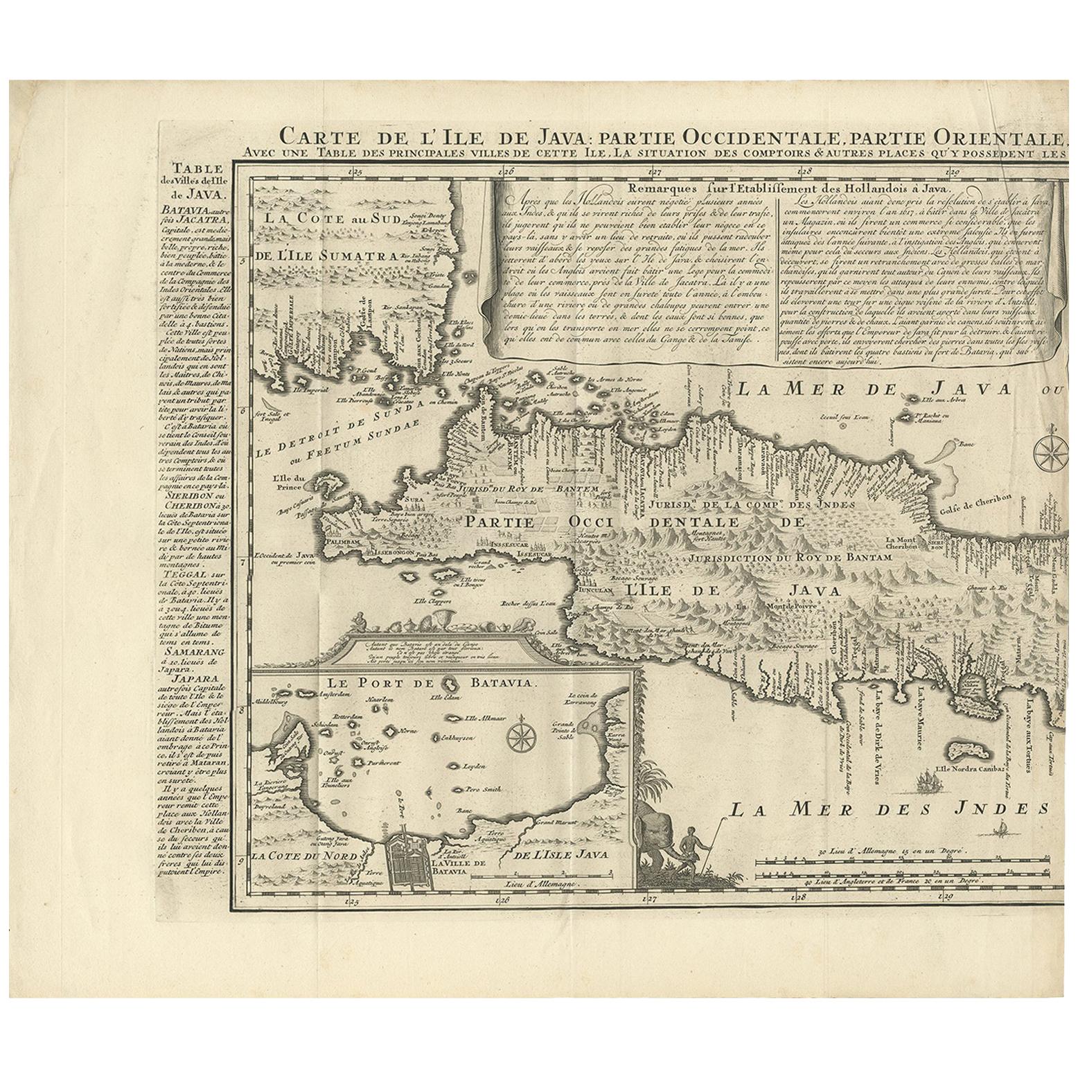 Antique Map of Java 'Indonesia' by Chatelain, 1719
