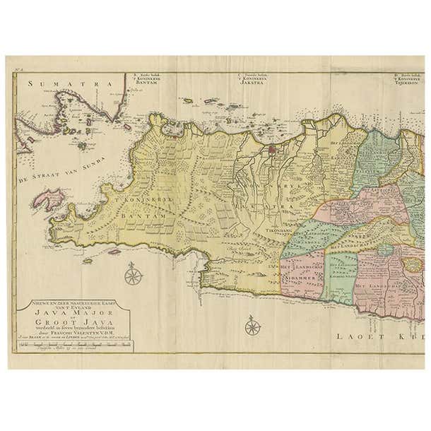 Large Antique Map of Java ‘Indonesia’ by F. Valentijn, 1728 For Sale at ...