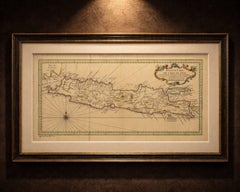 Antique Map of Java Indonesia, VOC Period, Decorative Cartouche, c.1750