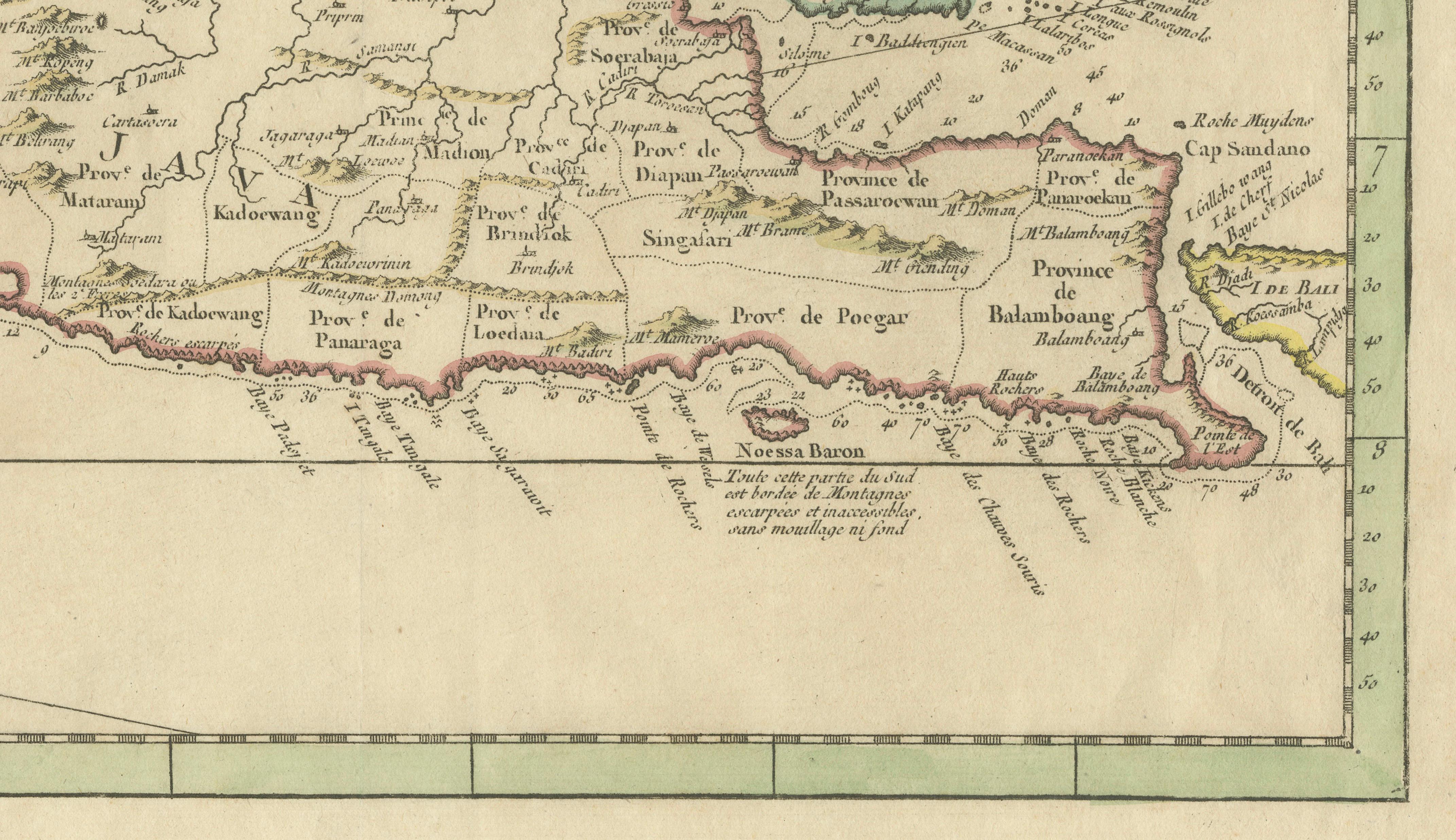 Antique Map of Java Indonesia, VOC Period, Decorative Cartouche, c.1750