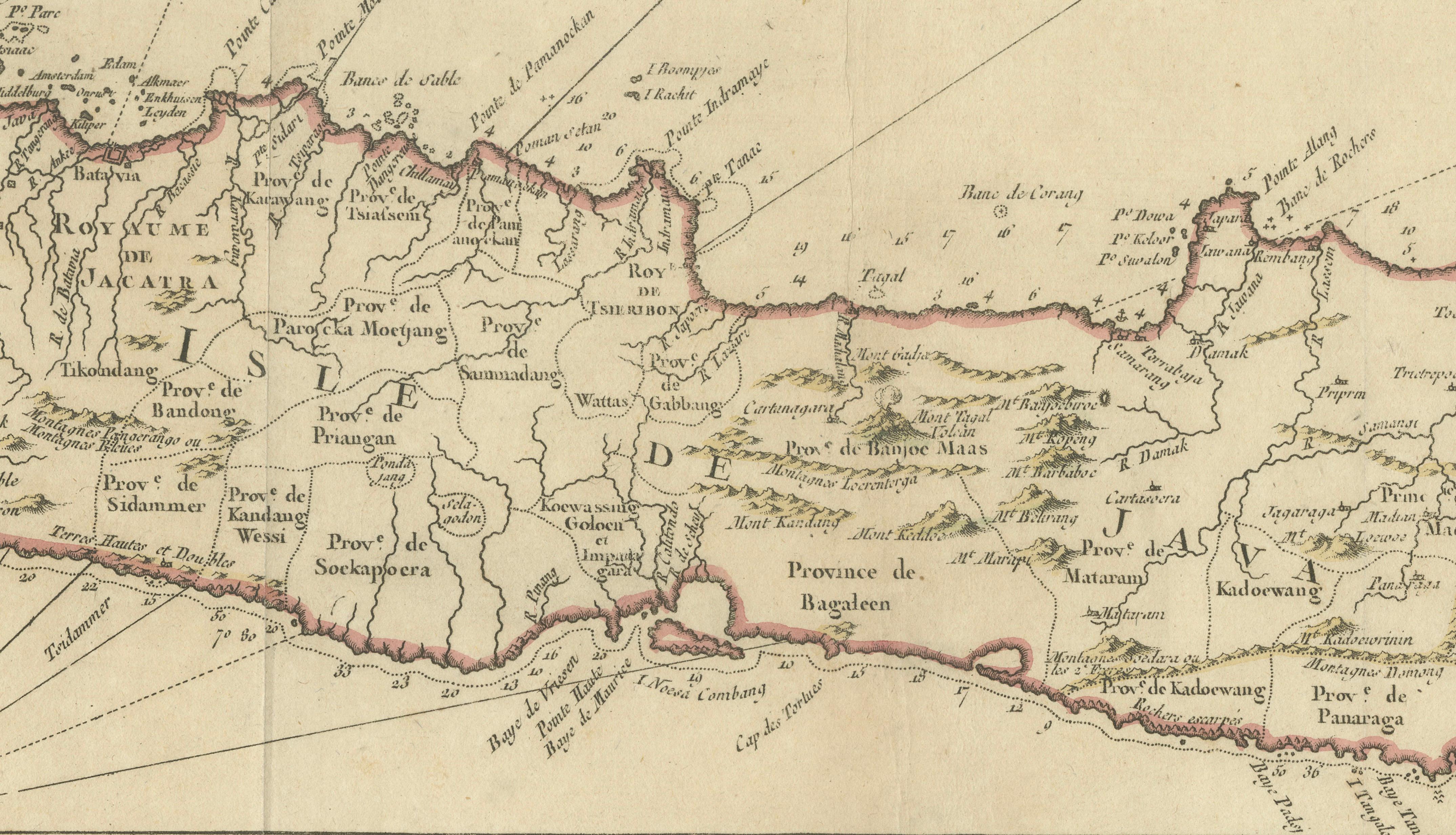 Antique Map of Java Indonesia, VOC Period, Decorative Cartouche, c.1750