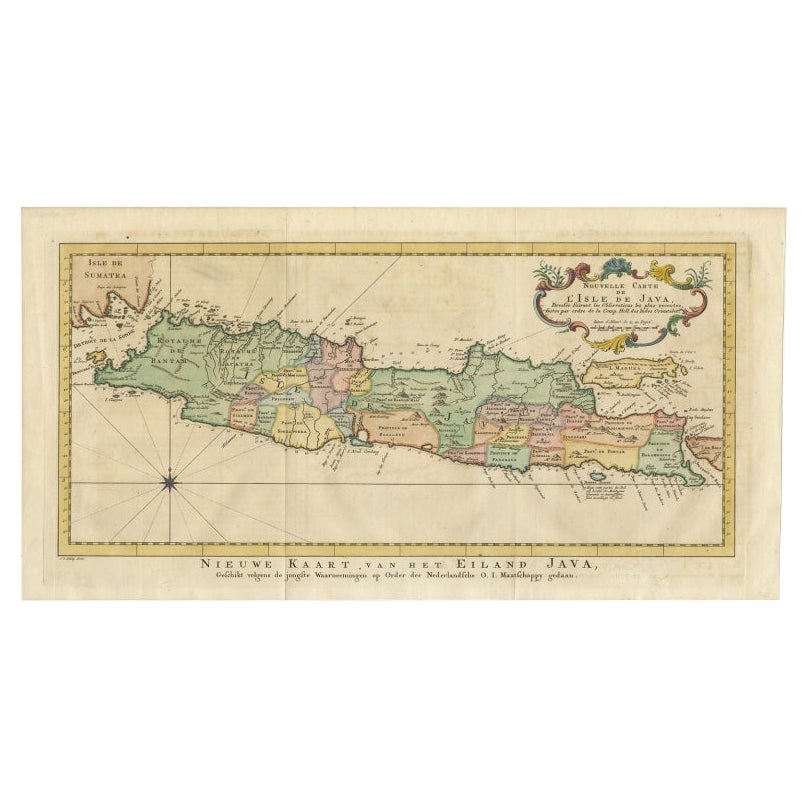 Carte ancienne de Java, Madura, Bali et du Sunda Strait, Indonésie, vers 1770
