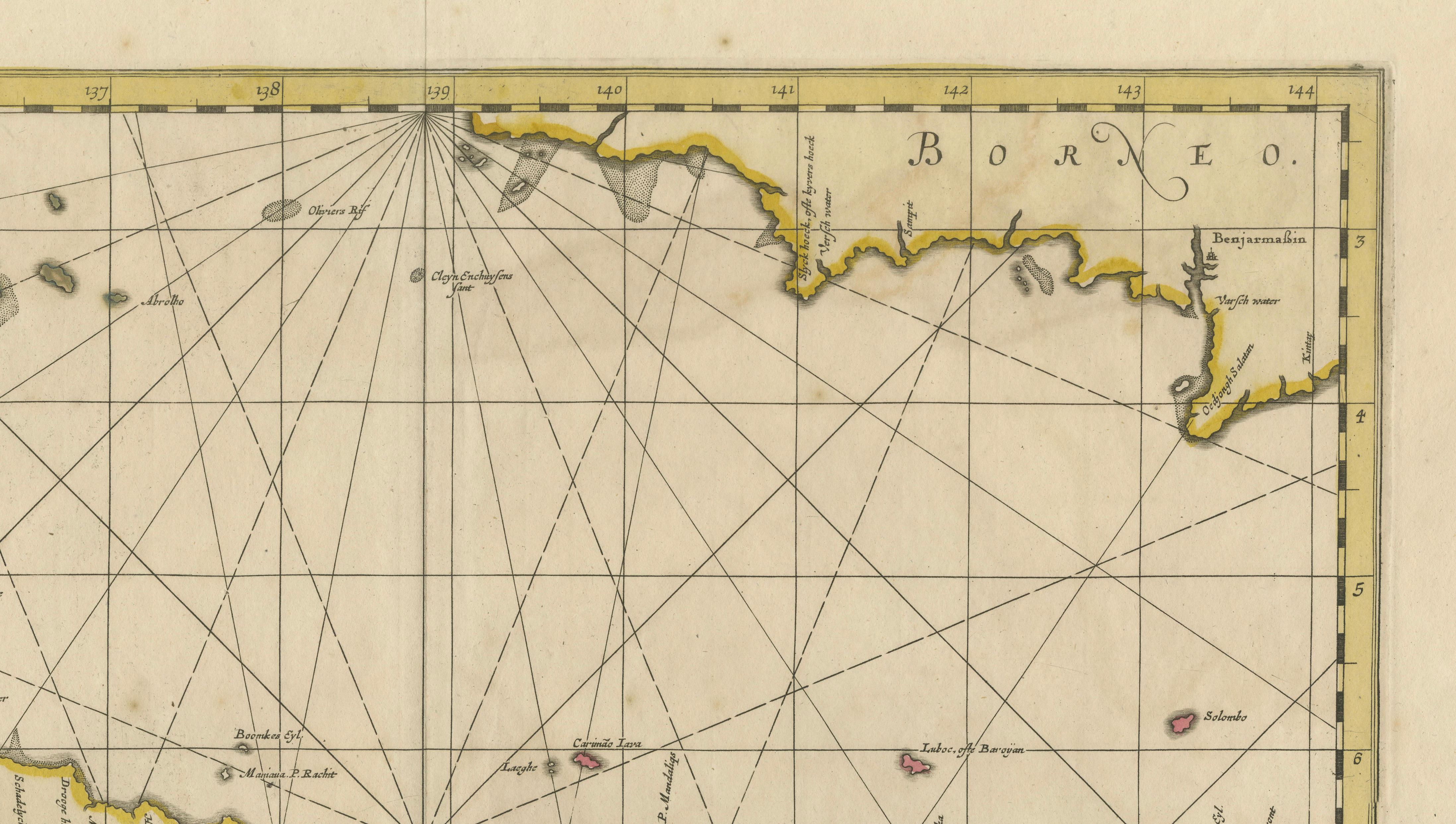 Antique Map of Java, Sumatra & Borneo – Dutch East Indies Sea Chart c.1700