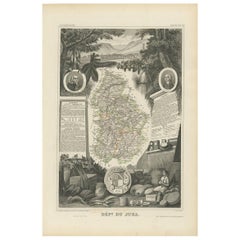 Antique Map of Jura ‘France’ by V. Levasseur, 1854