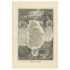 Antique Map of Jura ‘France’ by V. Levasseur, 1854