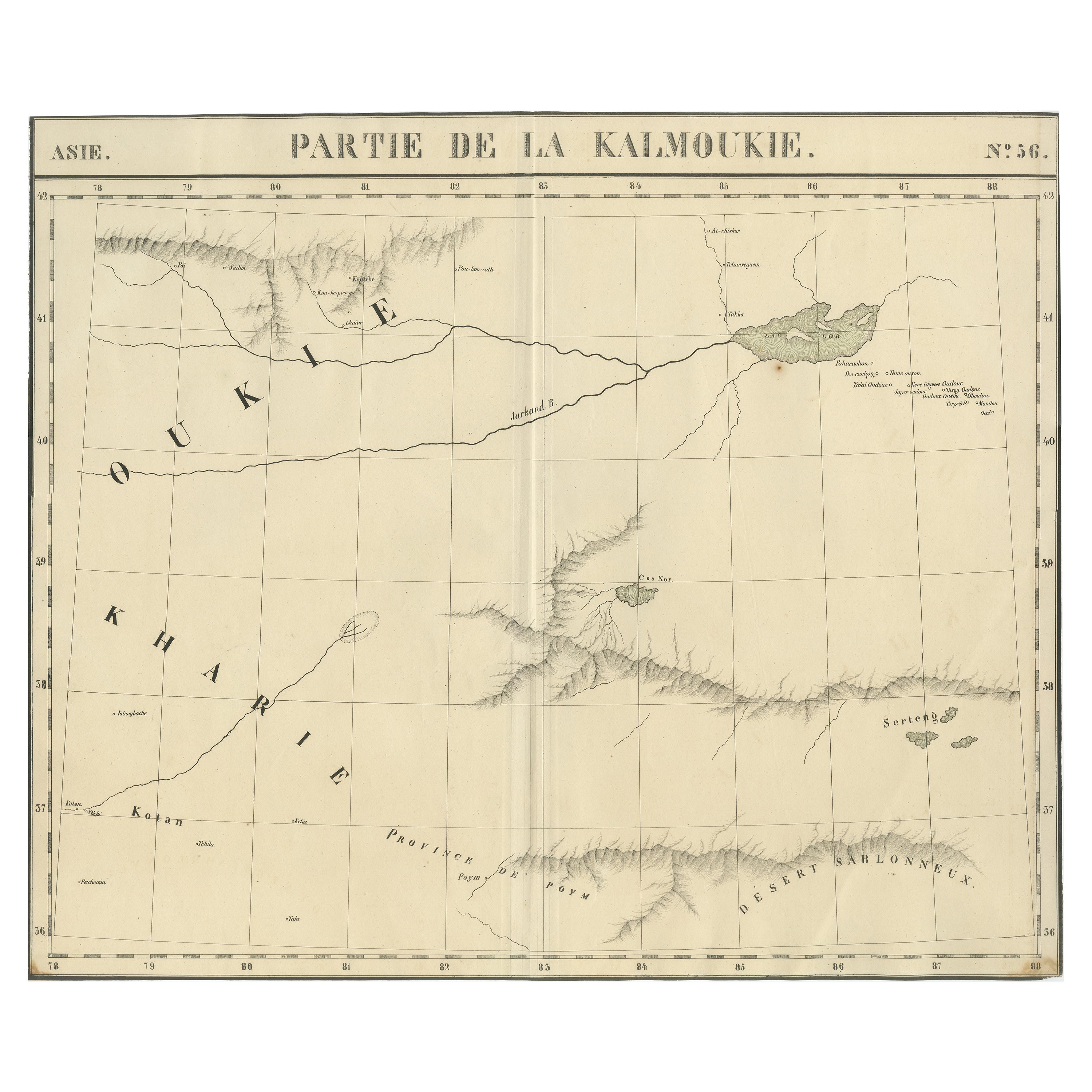 Antique Map of Kalmykia – Vandermaelen Lithograph of Central Asia, 1827