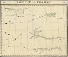 Carte ancienne de la Kalmoukie - Lithographie de Vandermaelen de l'Asie centrale, 1827
