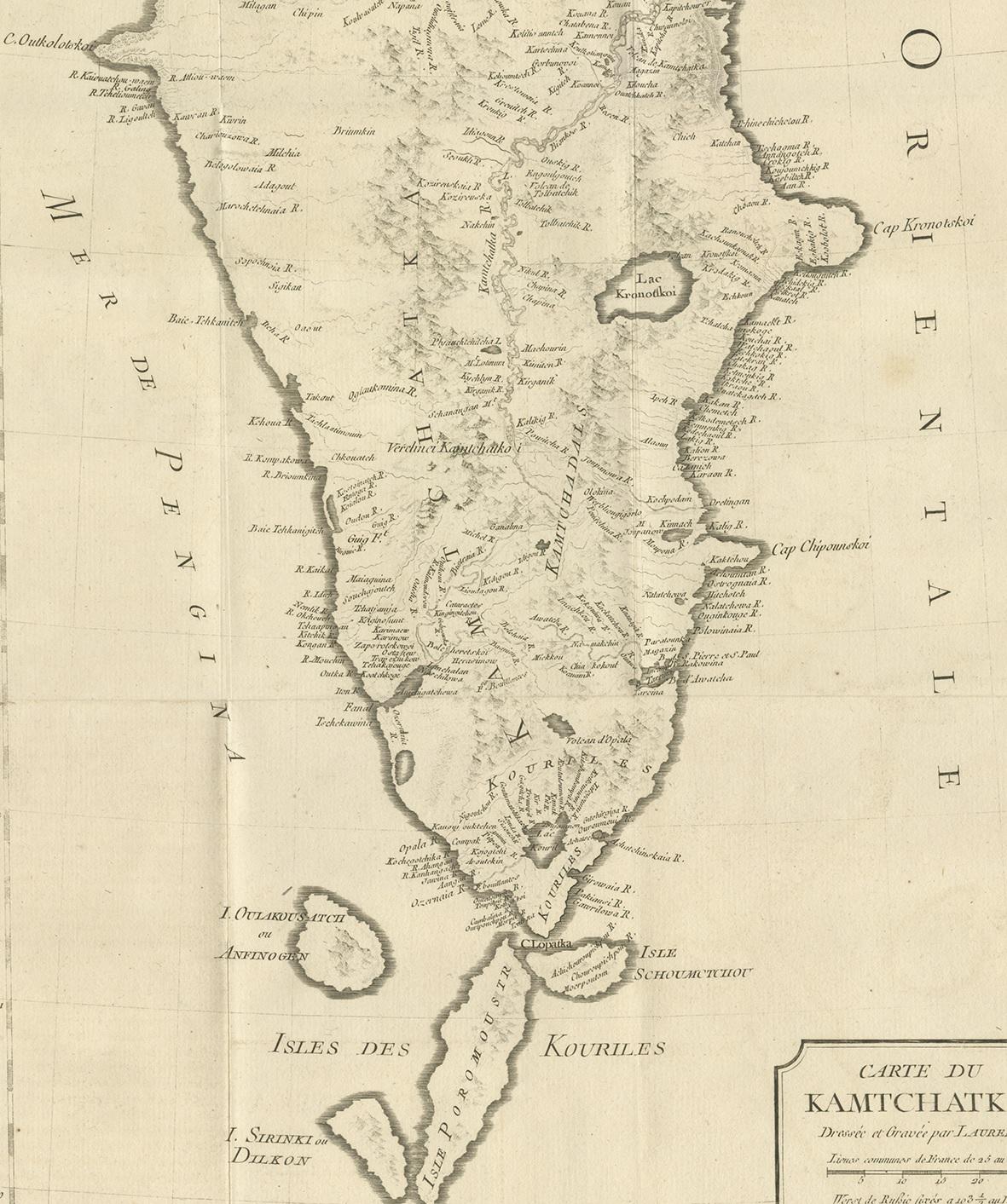 Carte ancienne de Kamtchatka par Didot, 1759 Bon état - En vente à Langweer, NL