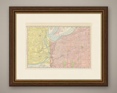 Antique Map of Kansas City, at the Kaw River Confluence, Rand McNally, 1899