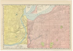 Antique Map of Kansas City, at the Kaw River Confluence, Rand McNally, 1899
