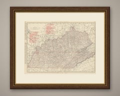Antique Map of Kentucky and Tennessee, with the Bluegrass Region, 1899