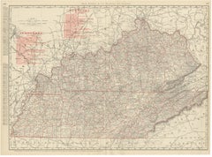 Antique Map of Kentucky and Tennessee, with the Bluegrass Region, 1899