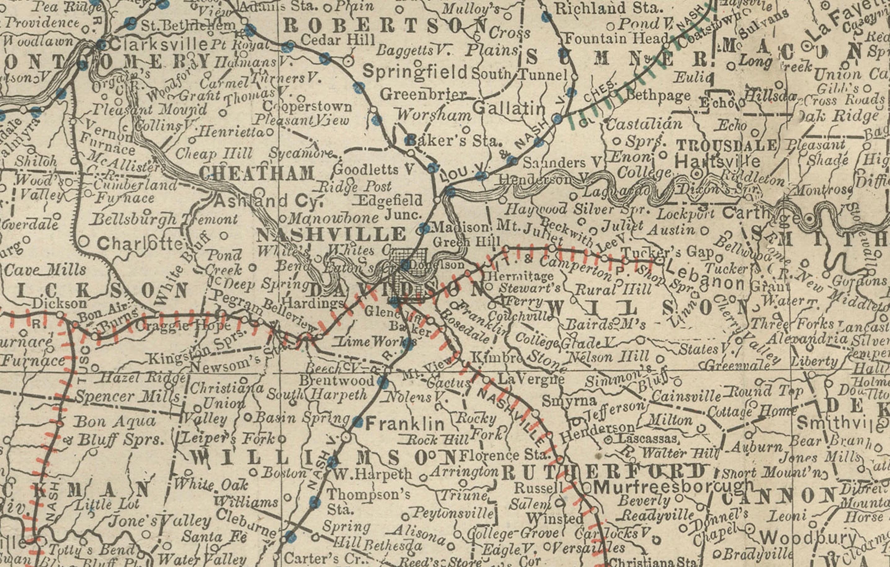Engraved Antique Map of Kentucky & Tennessee – The Bluegrass & Volunteer States, 1888 For Sale