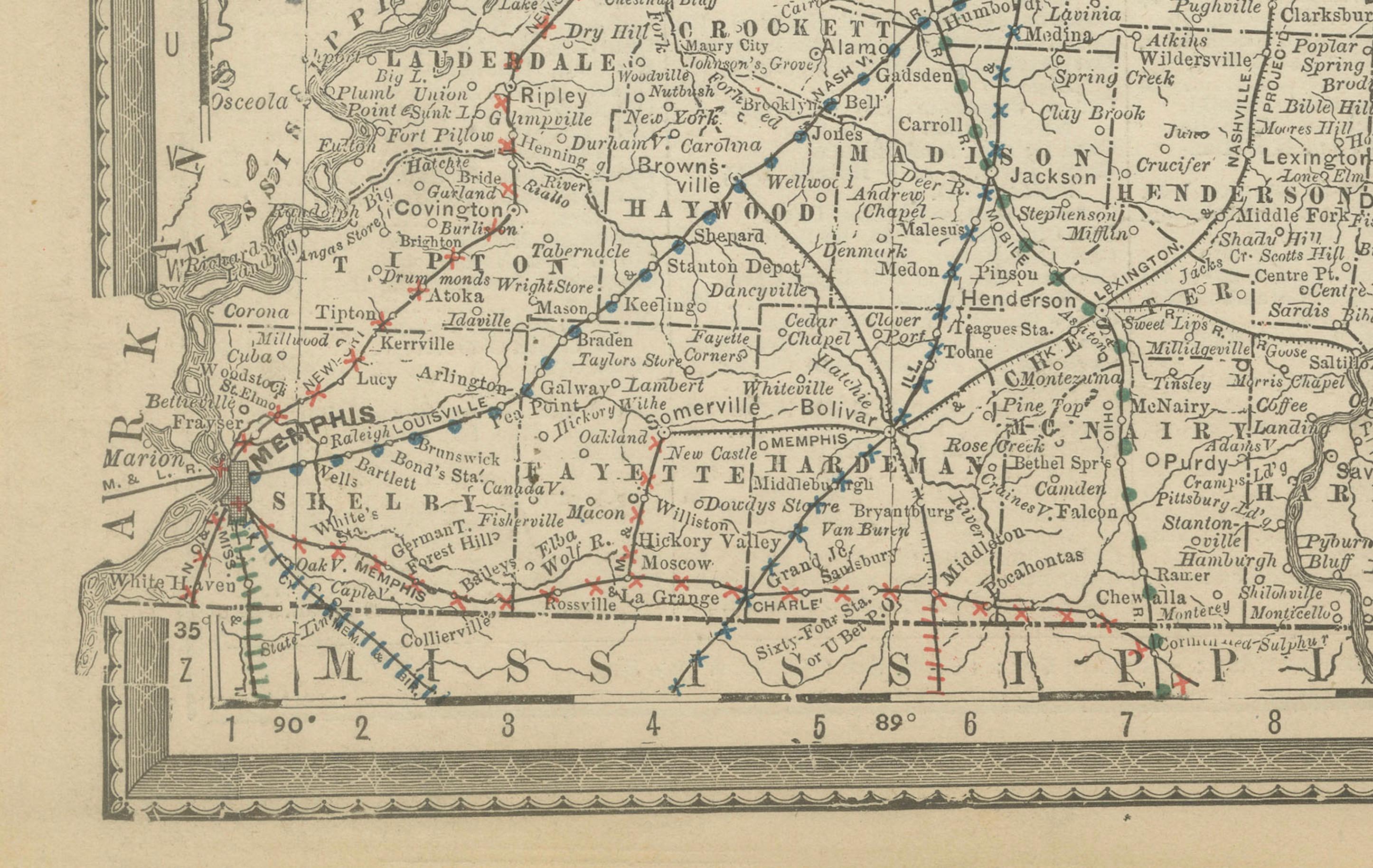 Antique Map of Kentucky & Tennessee – The Bluegrass & Volunteer States, 1888 For Sale 1