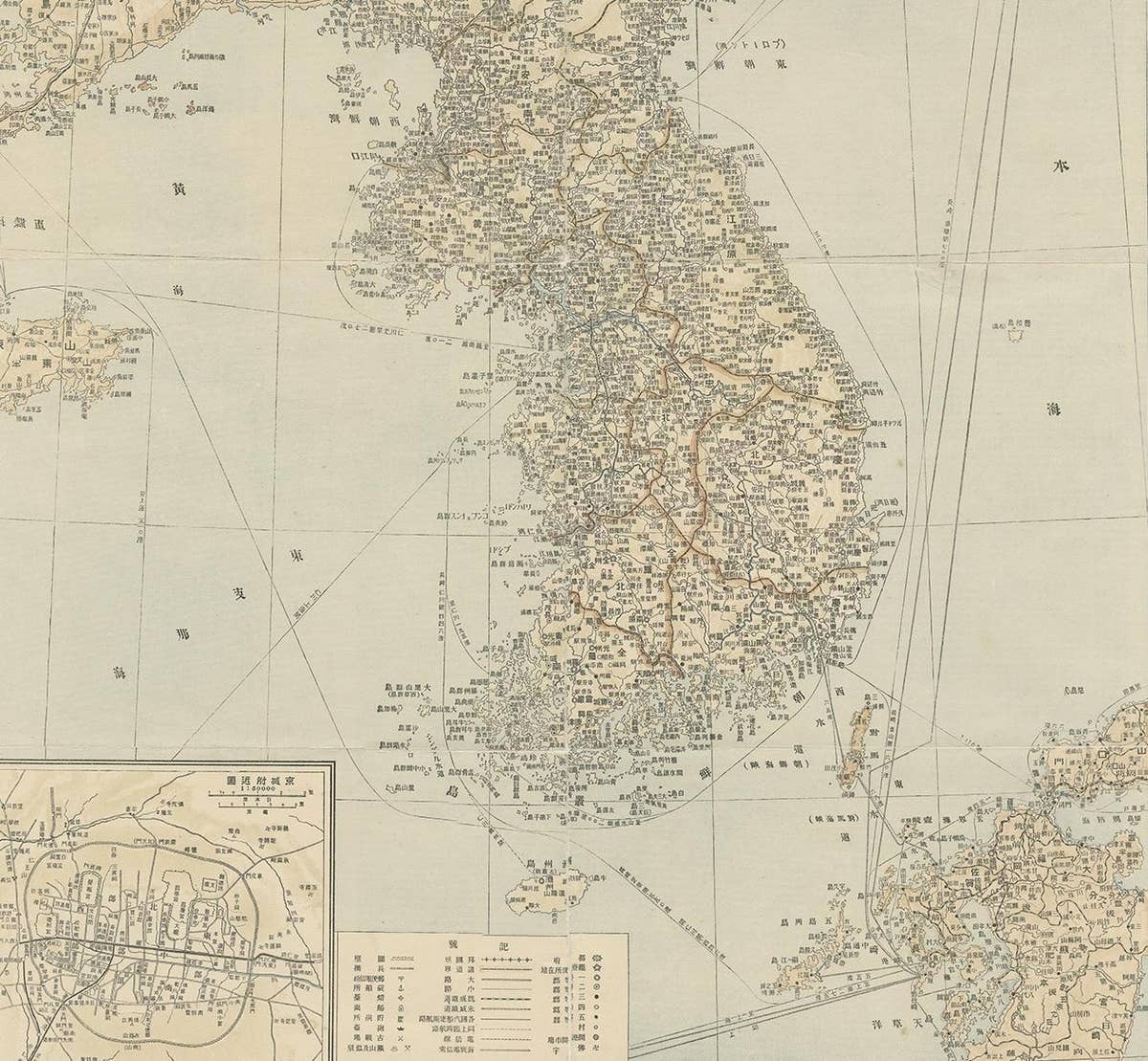 Antique Map of Korea by Kozaki, 1903
