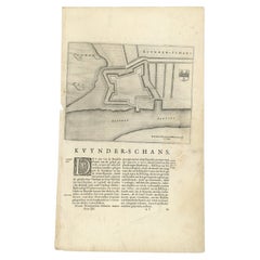 Carte ancienne de Kuinderschans, faisant partie de la ligne de défense Frissienne, Pays-Bas 1649