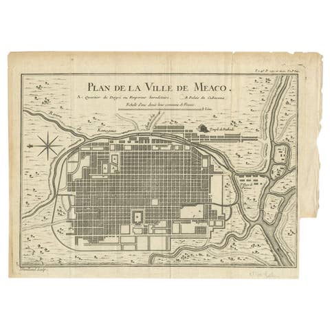 Antique Map of Kyoto located in The Kansai Region on the Island of Honshu, c1740