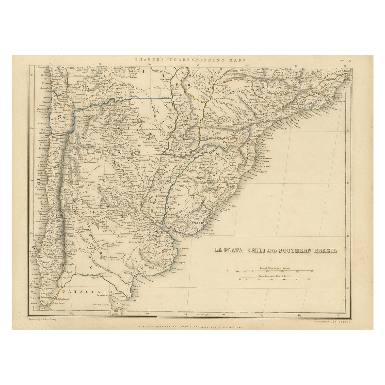 Carta geografica antica di La Plata, del Cile e del Brasile meridionale, 1849