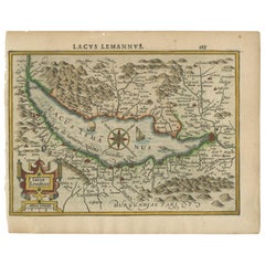 Antique Map of Lake Geneva by Mercator/Hondius '1610'