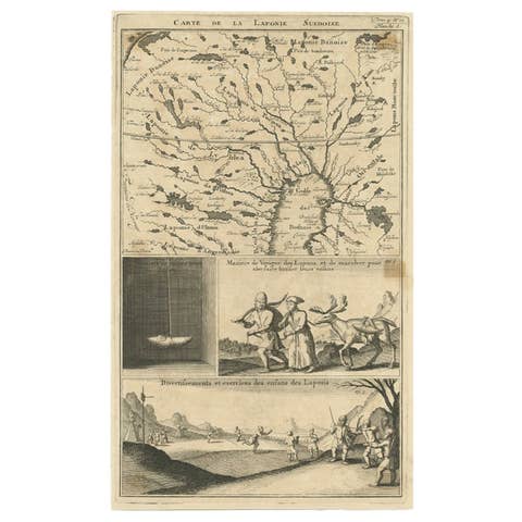 Antique Map of Lapland Covering all of Sweden around the Gulf of Bothnia, 1714