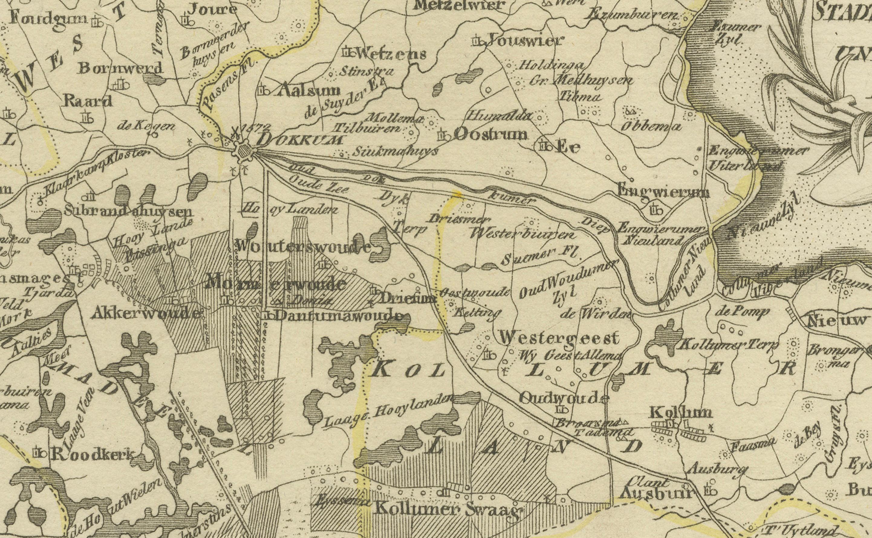 Mapa antiguo de Leeuwarden y Dokkum, Frisia, por von Reilly, 1791


Mapa original coloreado a mano titulado 