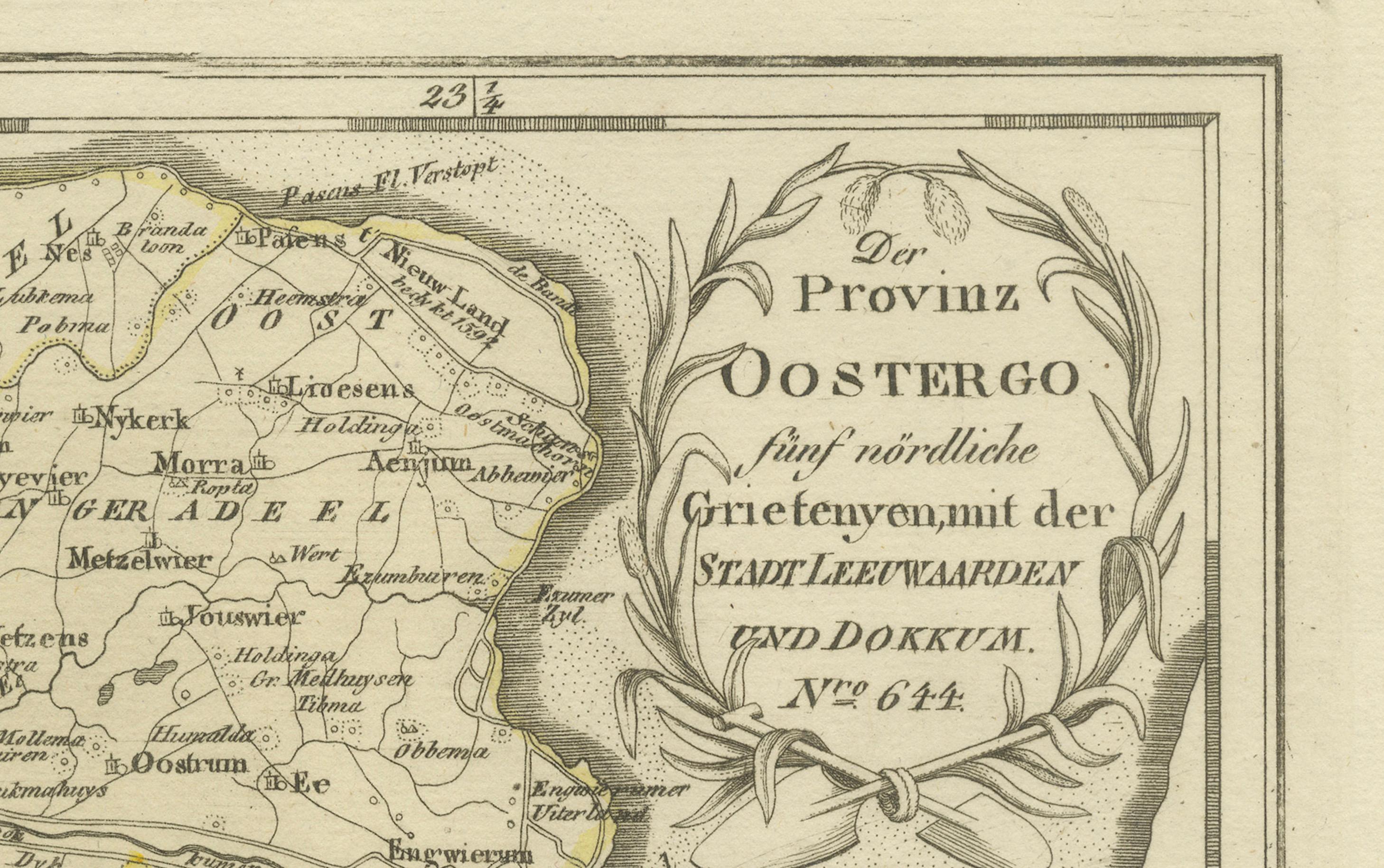 Mapa antiguo de Leeuwarden y Dokkum, Frisia, por von Reilly, 1791 Austríaco en venta