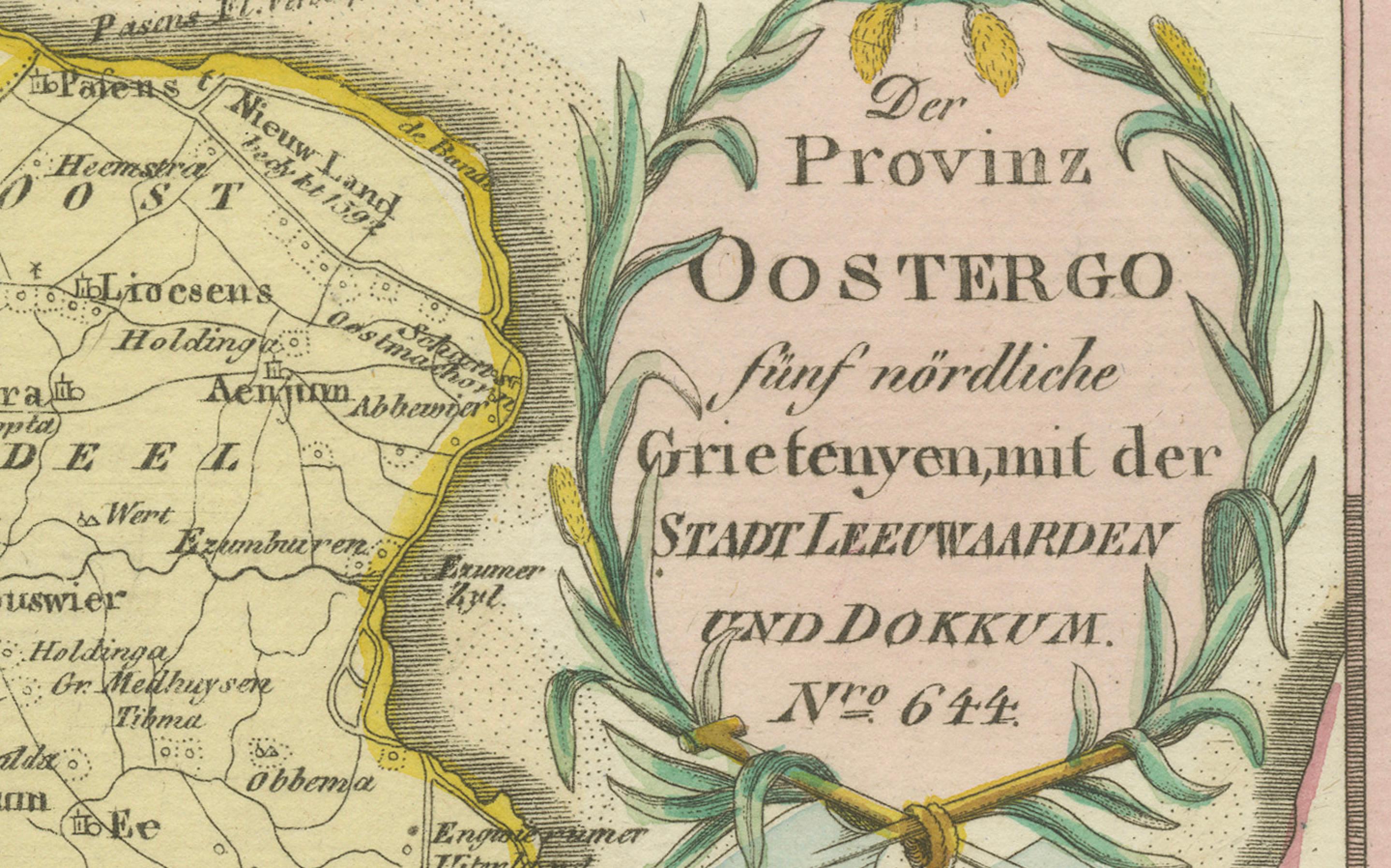 Autrichien Carte ancienne de Leeuwarden et Dokkum, Frise par von Reilly, 1791 en vente