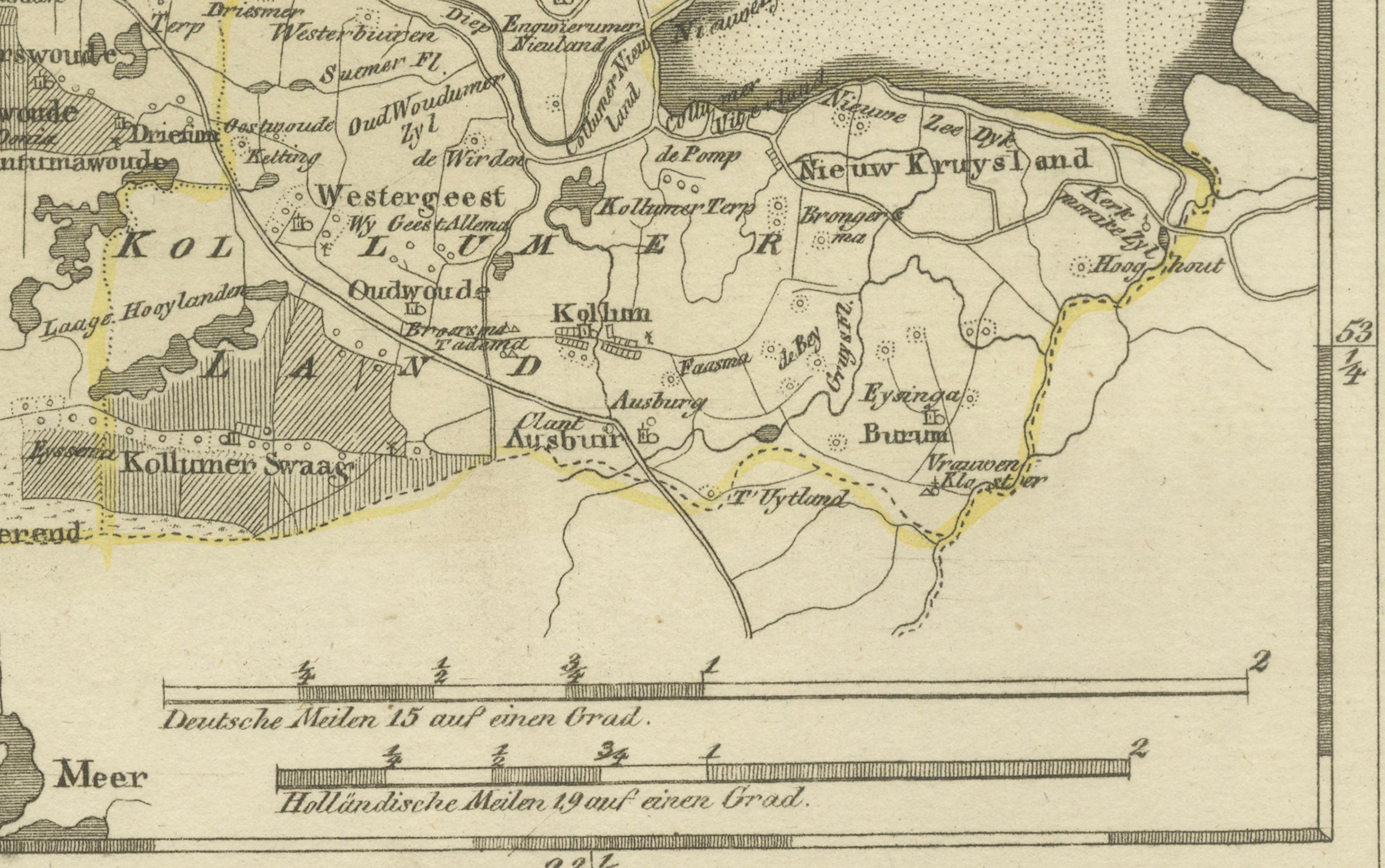 Mapa antiguo de Leeuwarden y Dokkum, Frisia, por von Reilly, 1791 Grabado en venta