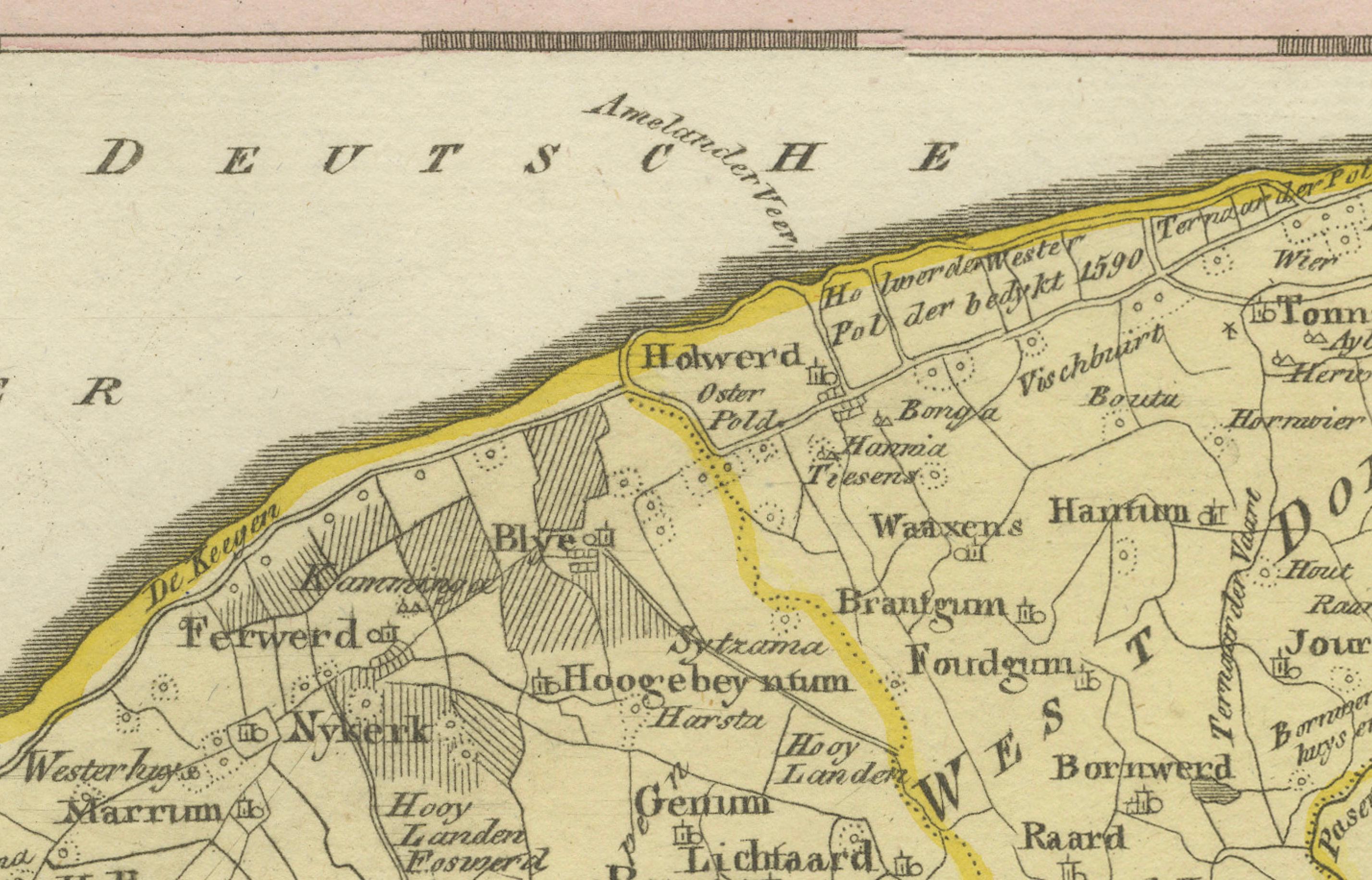 XVIIIe siècle et antérieur Carte ancienne de Leeuwarden et Dokkum, Frise par von Reilly, 1791 en vente