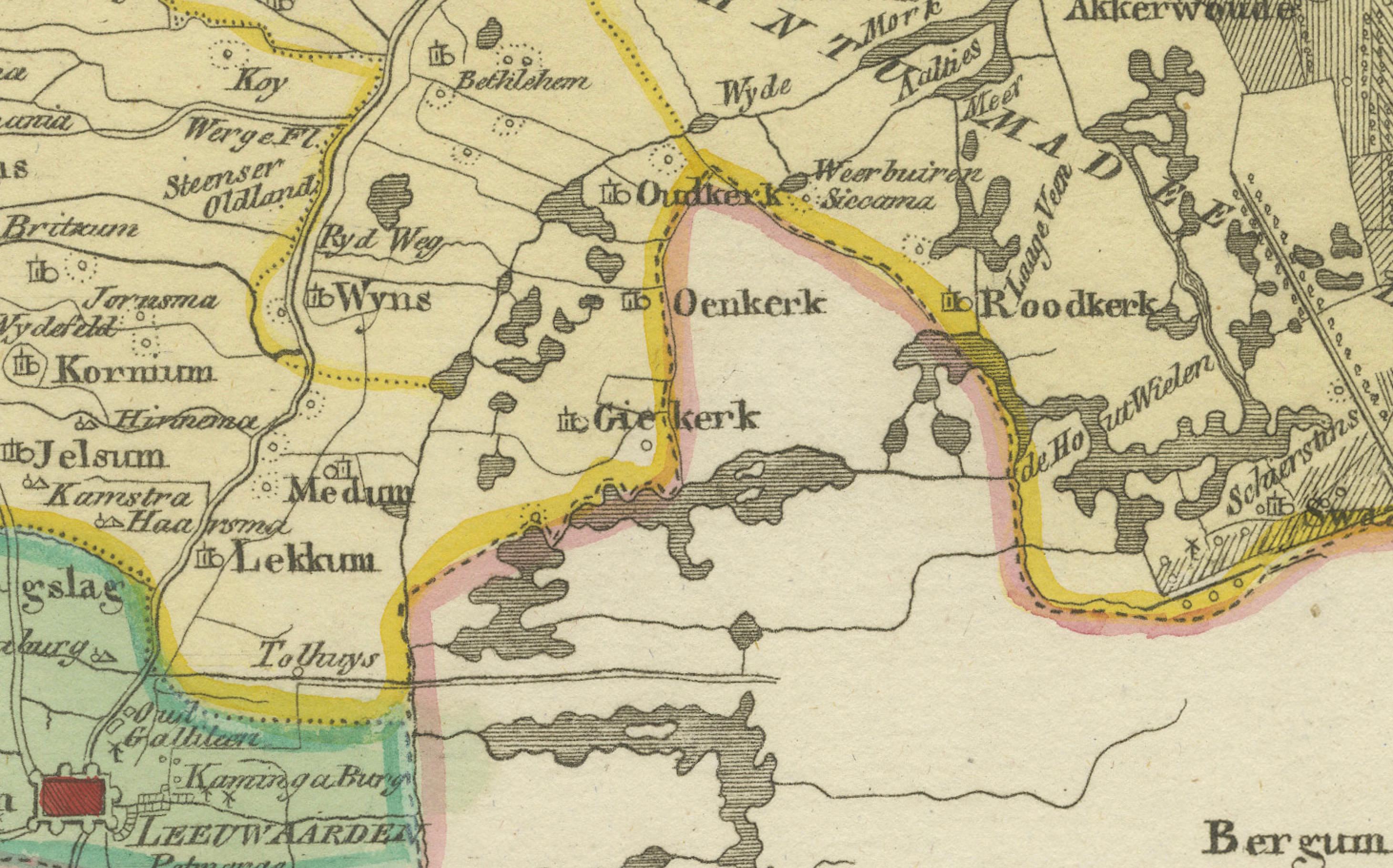 Carte ancienne de Leeuwarden et Dokkum, Frise par von Reilly, 1791 en vente 1
