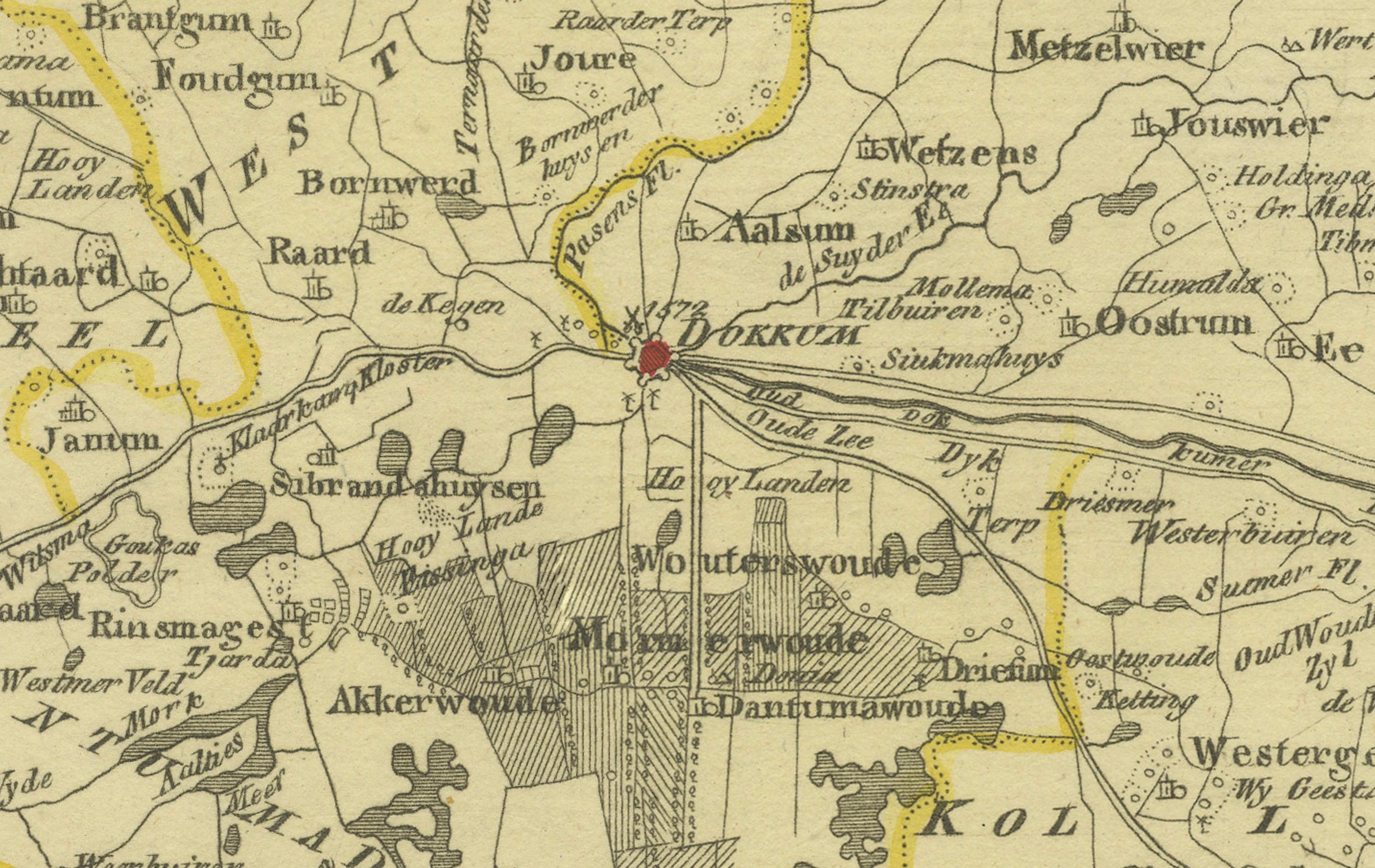 Carte ancienne de Leeuwarden et Dokkum, Frise par von Reilly, 1791 en vente 2